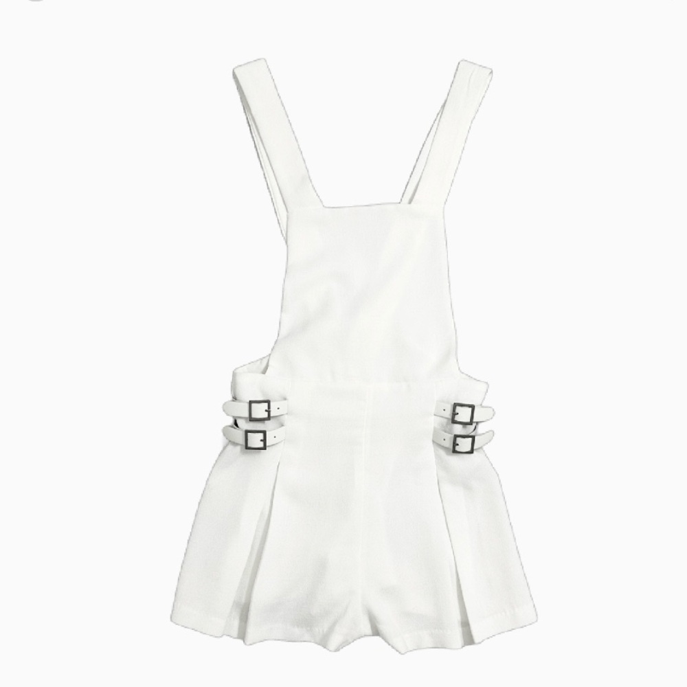 Dance & Marvel White Rompers with Buckles